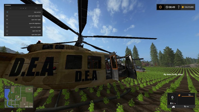 FS17 - UH2D HUEY DEA HELICOPTER SKYCRANE V1