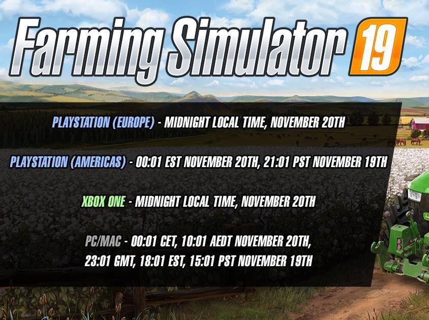 FS19 - Official Release Times