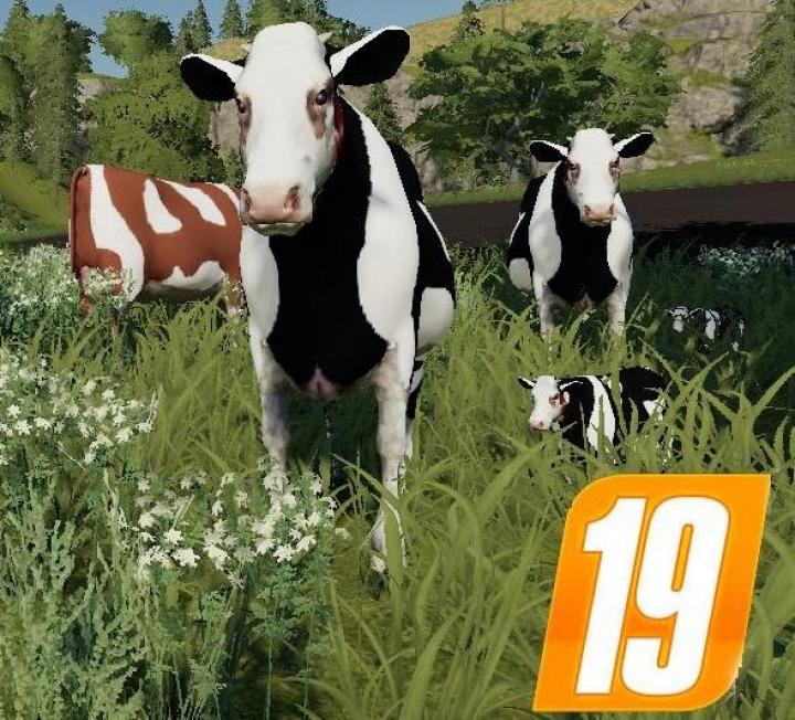 FS19 - Placable Cow Family For The Yard With Sound V1
