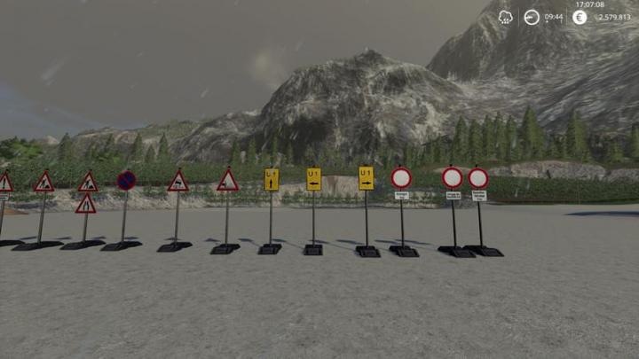 FS19 - Construction Site Signs Pack Portable V1