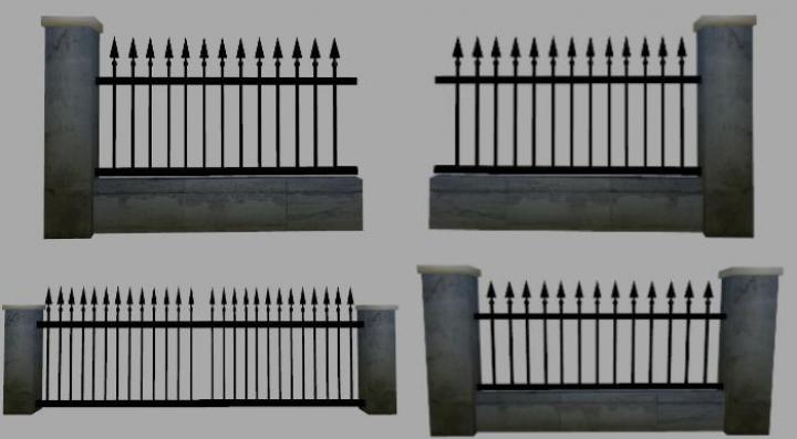 FS19 - Wall With Fence V1