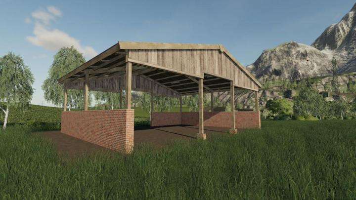 FS19 - Wood Frame Open Sheds With Brick Wall V1.0