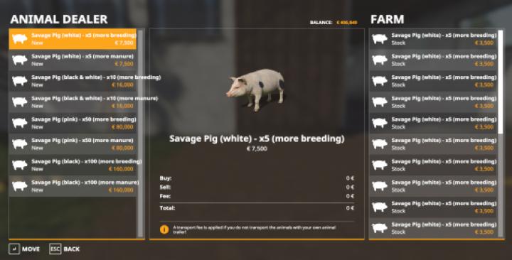 FS19 - Animal Species - Savage Pig Pack V1.1