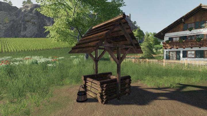 FS19 - Placeable Woodenfountain V1.0