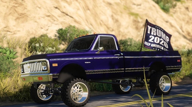 Ford Long Bed With Trump Flag V1