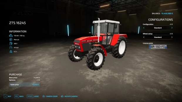 Zts/Zetor 16245 Tractor V1.0