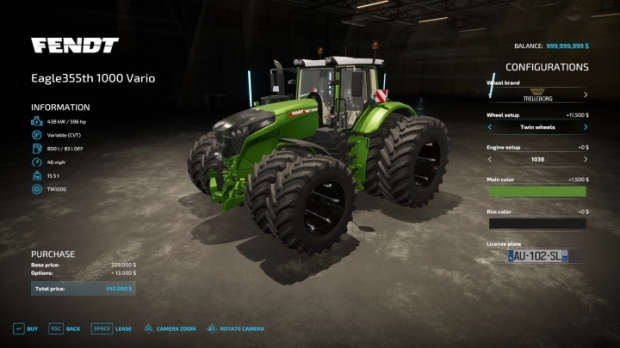 Fendt 1000 Vario Tractor V1.0
